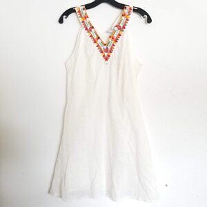 NEW Amiani Sleeveless Halter Button Embroidered Aztec Boho Sheath Dress Size XS